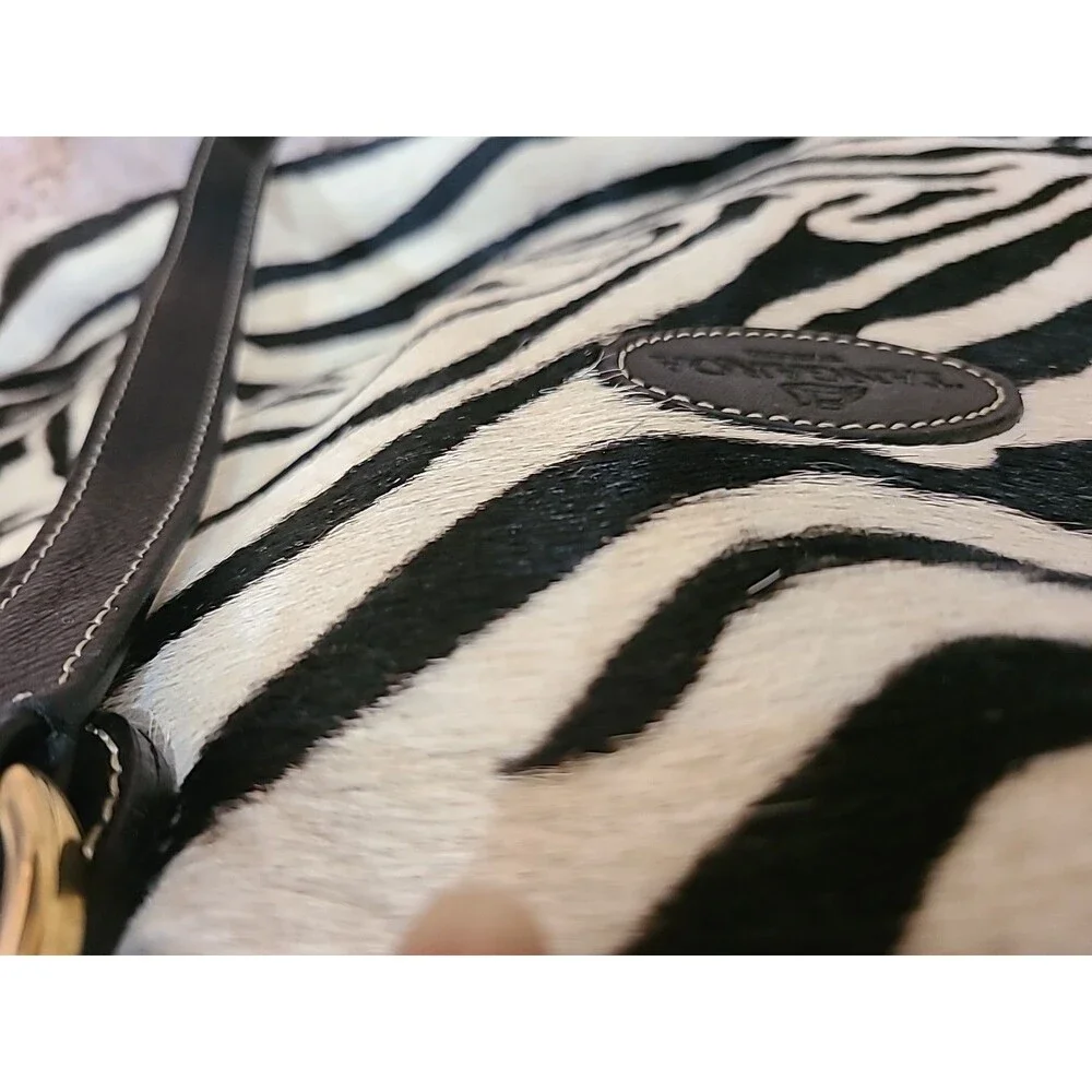 TANGAROA Terrida Zebra Pattern Leather Large Tote Travel Briefcase Bag